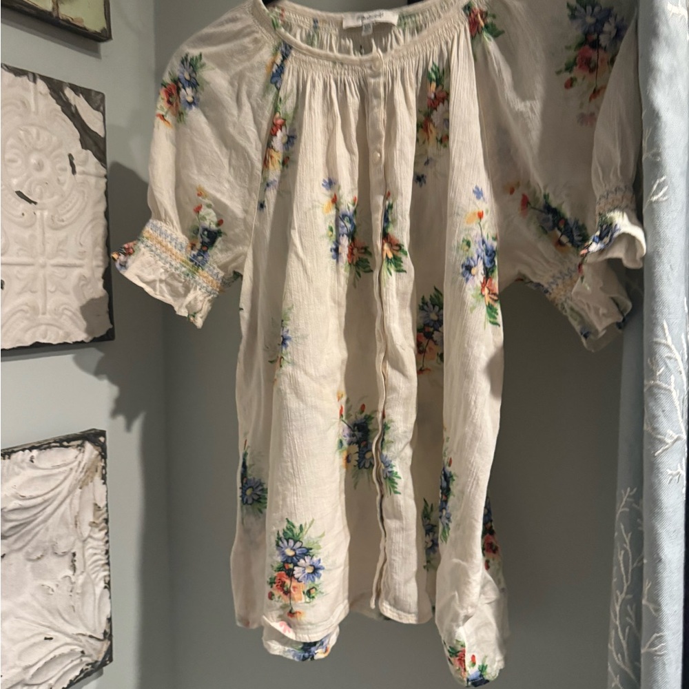Madewell Ivory Floral Button-Up Blouse